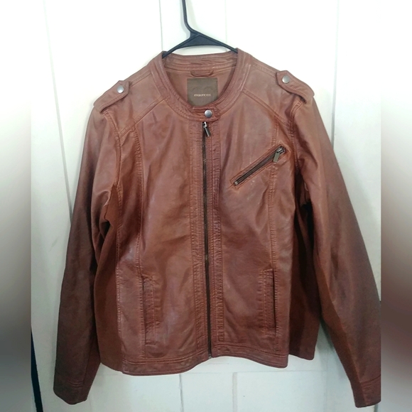 NWT Maurice Womens Brown Faux Leather Bomber Utility Jacket Size XL - Picture 1 of 10